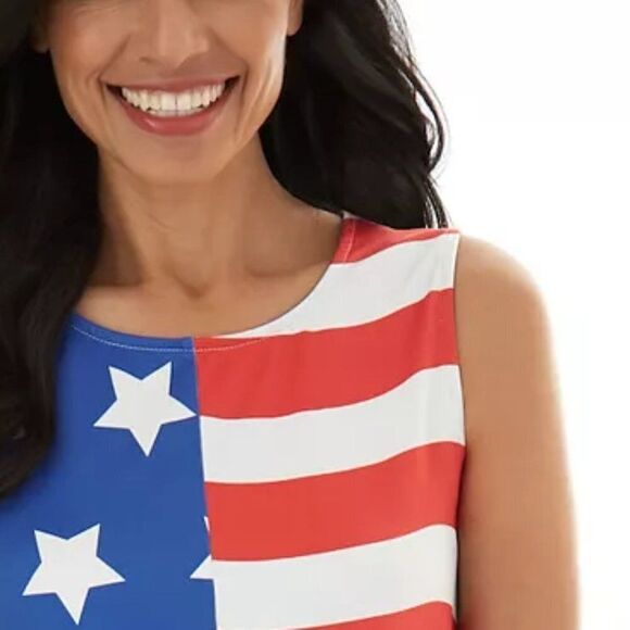 Dress Work Sleeveless‎ Stretch US Flag Swing Mini Dress July Red Blue  Size XXL - Picture 3 of 4